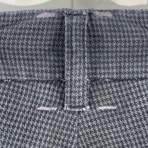BARENA Pantalon habillé retroussé, mélange de coton, motif pied-de-poule gris-noir, taille 35
