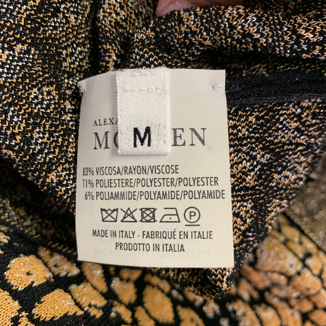 ALEXANDER MCQUEEN Size M Black Gold Viscose Blend Marbled Sleeveless Dress