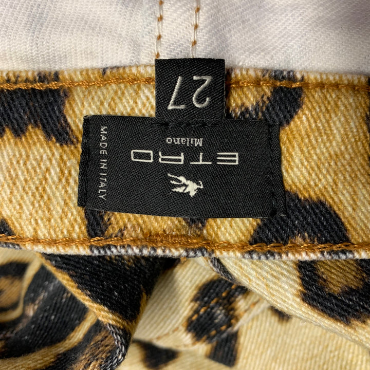 ETRO Size 27 Tan Black Cotton / Elastane Leopard Zip Fly Jeans