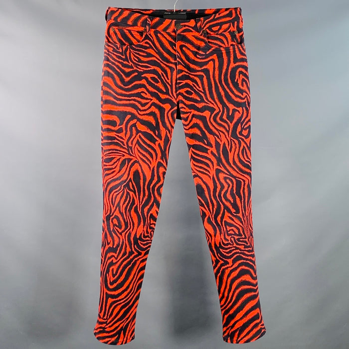 CALVIN KLEIN 205W39NYC Size 30 Red Black Zebra Cotton Blend Casual Pants