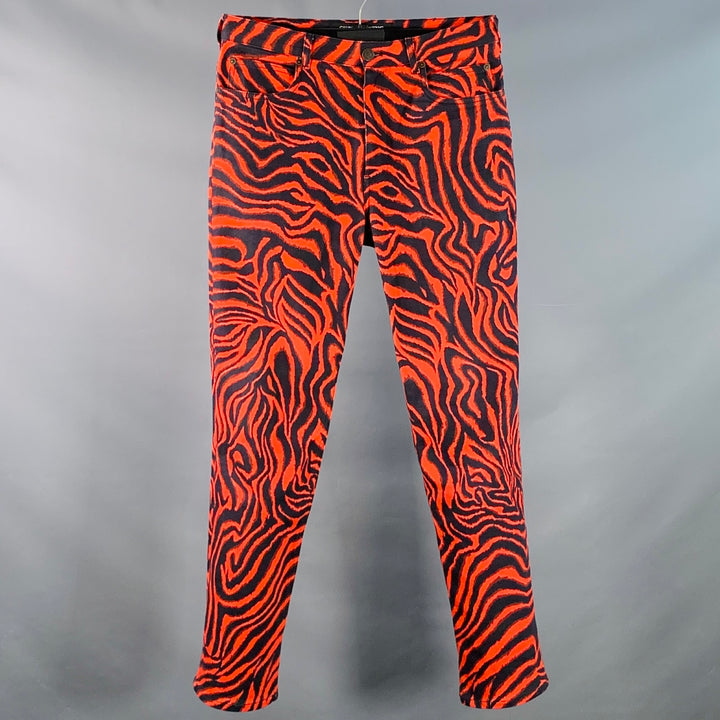 CALVIN KLEIN 205W39NYC Size 30 Red Black Zebra Cotton Blend Casual Pants