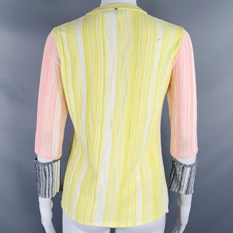SPORTMAX Size M Yellow Pink Rib Knit Crew Neck Casual Top