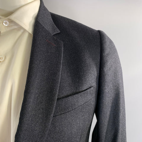 PAUL SMITH Chest Size 40 Grey Dark Grey Wool Silk Notch Lapel Sport Coat