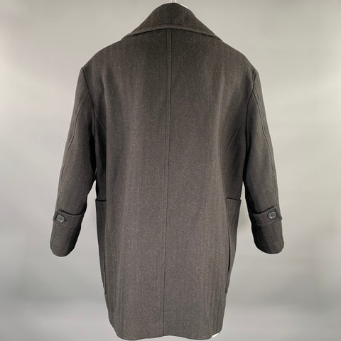 GOLDEN GOOSE Size S Black Herringbone Wool Mohair Peacoat Coat
