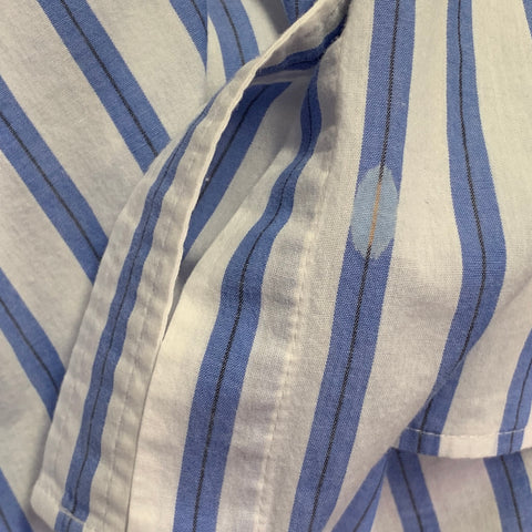 EQUIPMENT Size L Blue White Cotton Stripe Button Down Collar Shirt