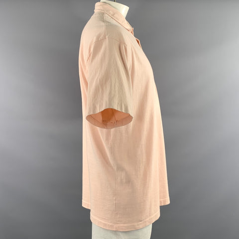 STONE ISLAND Size XL Pale Pink Cotton Buttoned Polo