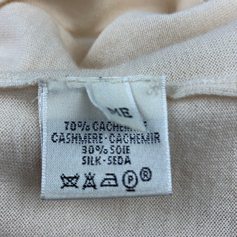 VINTAGE Size M Cream Knitted Cashmere / Silk Asymmetrical Cardigan