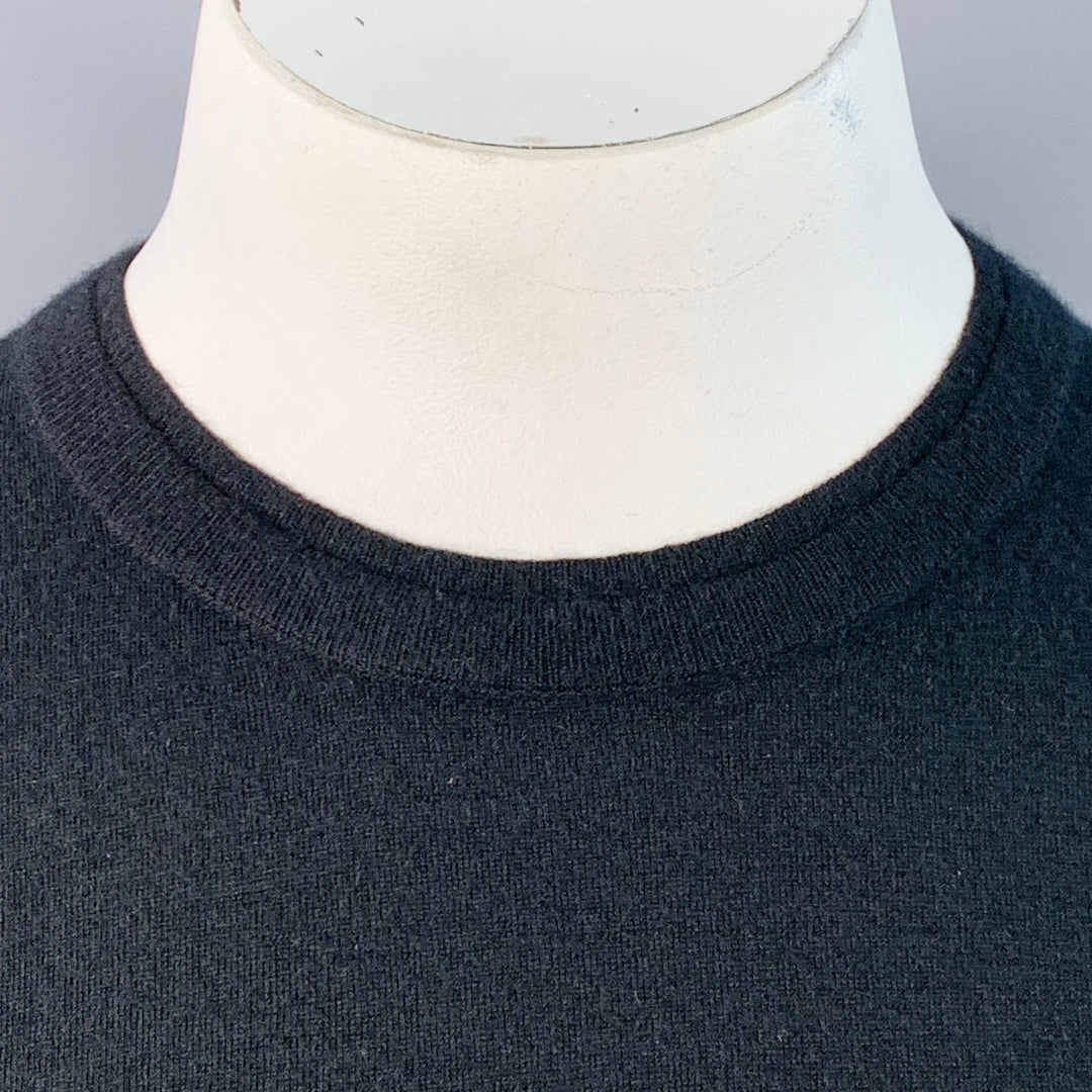 AKRIS Size 12 Black Cashmere Layered Crew Neck Pullover