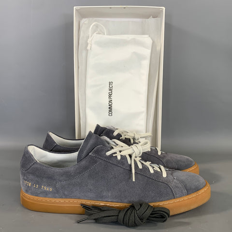 COMMON PROJECTS Size 10 Grey Tan 1728 43 7543 Leather Low Top Lace Up Shoes