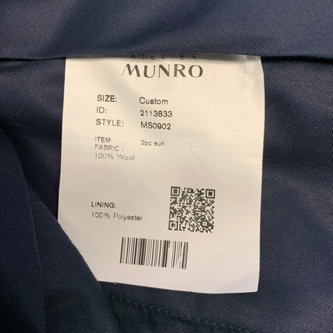 Costume ATELIER MUNRO Laine à Rayures Bleues et Bleu Ciel Revers Pointus Taille 38