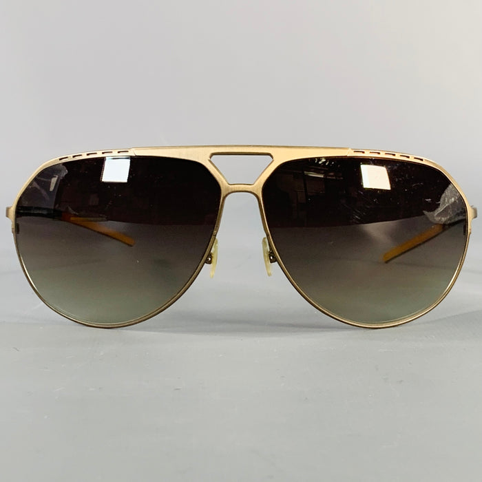 Lunettes de soleil aviateur DIOR HOMME en métal taupe argenté à monture enveloppante