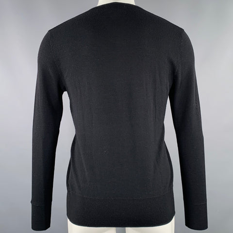 JOHN VARVATOS Size M Black Merino Wool Henley T-shirt