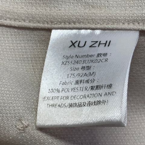 XU ZHI Size M Cream Silver Polyester Studded Zip Up Blouson Jacket