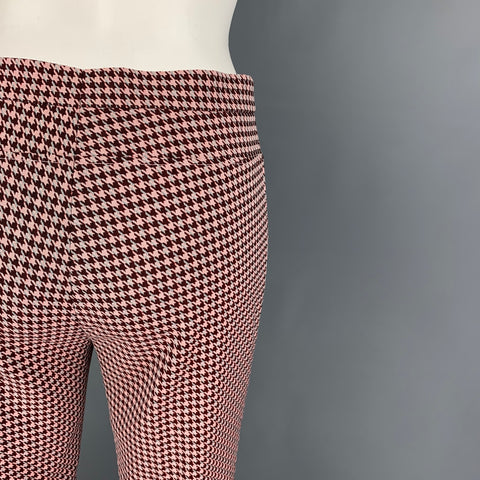 AKRIS Size 2 Burgundy Pink Viscose Blend Houndstooth Side Zipper Dress Pants