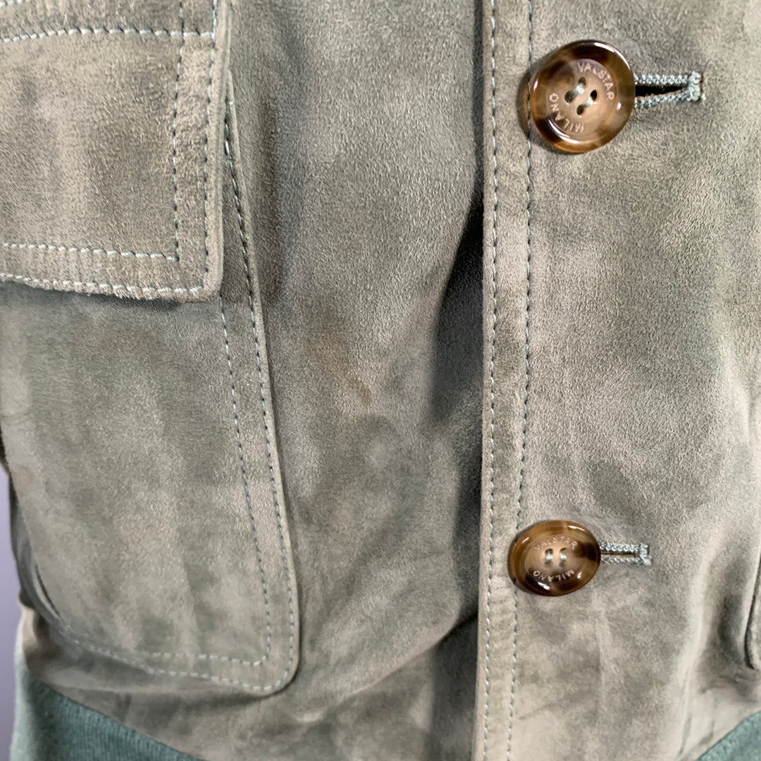 VALSTAR Size S Valstarino Sage Green Goat Suede Blouson Jacket