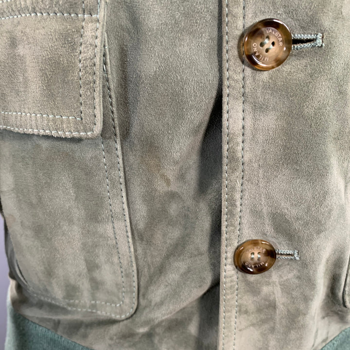 VALSTAR Size S Valstarino Sage Green Goat Suede Blouson Jacket
