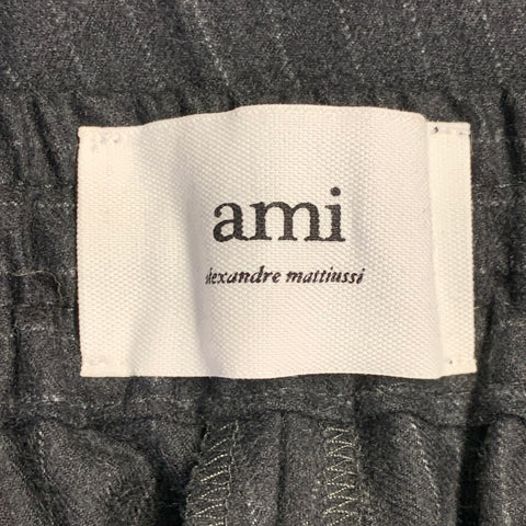 AMI by ALEXANDRE MATTIUSSI Size XXL Grey White Pinstripe Virgin Wool Dress Pants
