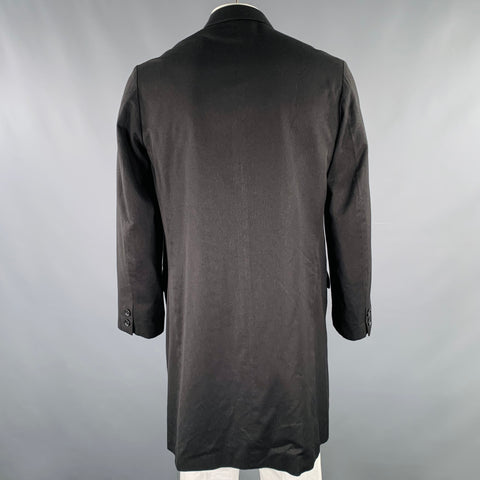 YOHJI YAMAMOTO Size L Black Solid Rayon Blend Notch Lapel Coat