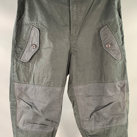 MAHARISHI Size M Black Cotton Utility Drop Crotch Cargo Side Tabs Tapered Casual Pants
