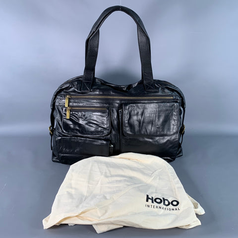 HOBO INTERNATIONAL Black Leather Top Handles Duffle Bag