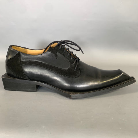 JOHN FLUEVOG Size 9 Black Leather Pointed Toe Lace Up Shoes