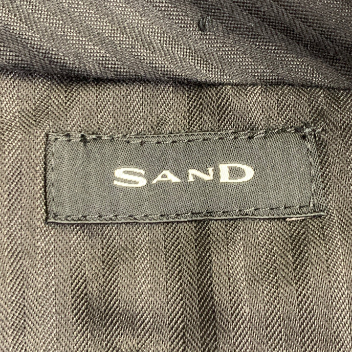 SAND Size 42 Black Wool Twill Notch Lapel Suit