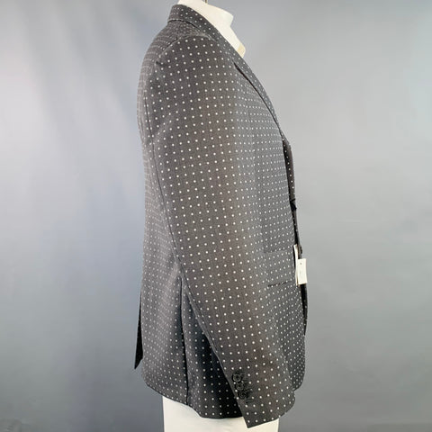 WOOSTER + LARDINI Size 44 Grey Charcoal Dots Wool Notch Lapel Sport Coat
