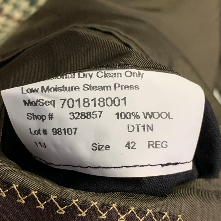 SOUTHWICK Size 42 Regular Beige Green Orange Glenplaid Wool Sport Coat