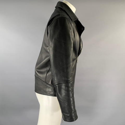 SCOTCH AND SODA Chest Size M Black Crackled Leather Moto Racer Jacket