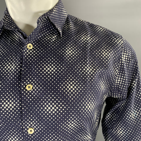 PS by PAUL SMITH Size S Navy White Gradient Cotton Cutaway Long Sleeve Shirt