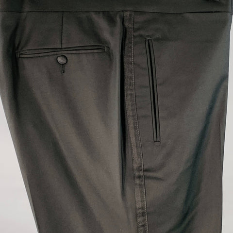 SUITSUPPLY Size 38 Black Wool Flat Front Tapered Tuxedo Dress Pants