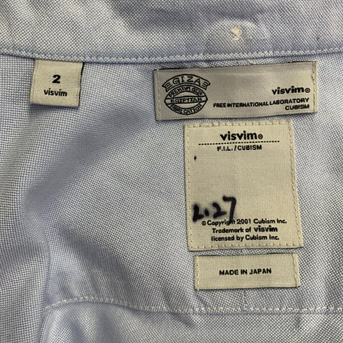 VISVIM Size M Blue Cream Contrast Trim Cotton One Pocket Long Sleeve Shirt