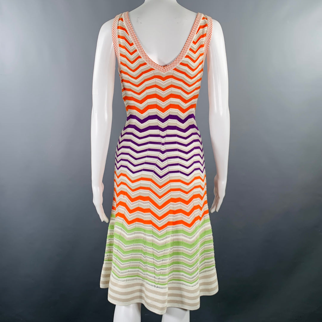 M MISSONI Size 4 Multi Color Viscose Blend Zig Zag Sleeveless Dress