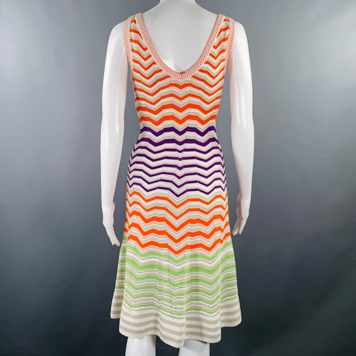 M MISSONI Size 4 Multi Color Viscose Blend Zig Zag Sleeveless Dress