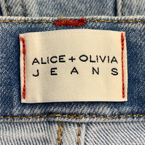 ALICE + OLIVIA Size 28 Blue Cotton Blend Denim Distressed Wide Leg Casual Pants