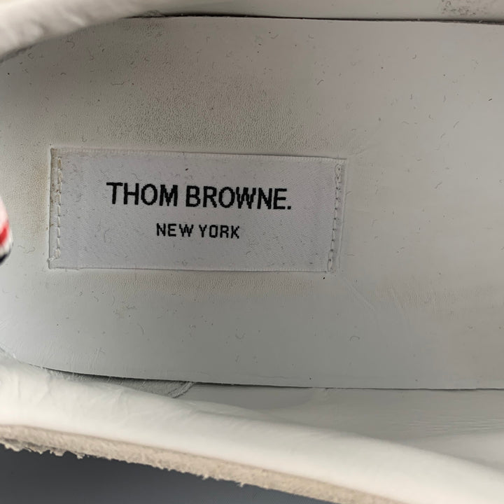 THOM BROWNE Size 11 Off White Solid Suede Lace Up Sneakers