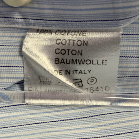 SID MASHBURN Size L Blue White Stripe Cotton One Pocket Long Sleeve Shirt
