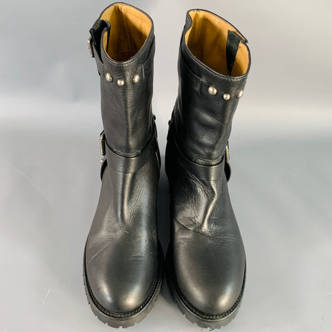 POLO by RALPH LAUREN Size 8 Black Silver Leather Studded Harness Boots