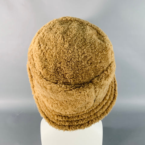 MARNI Size L Camel Acrylic Blend Faux Fur Bucket Hat
