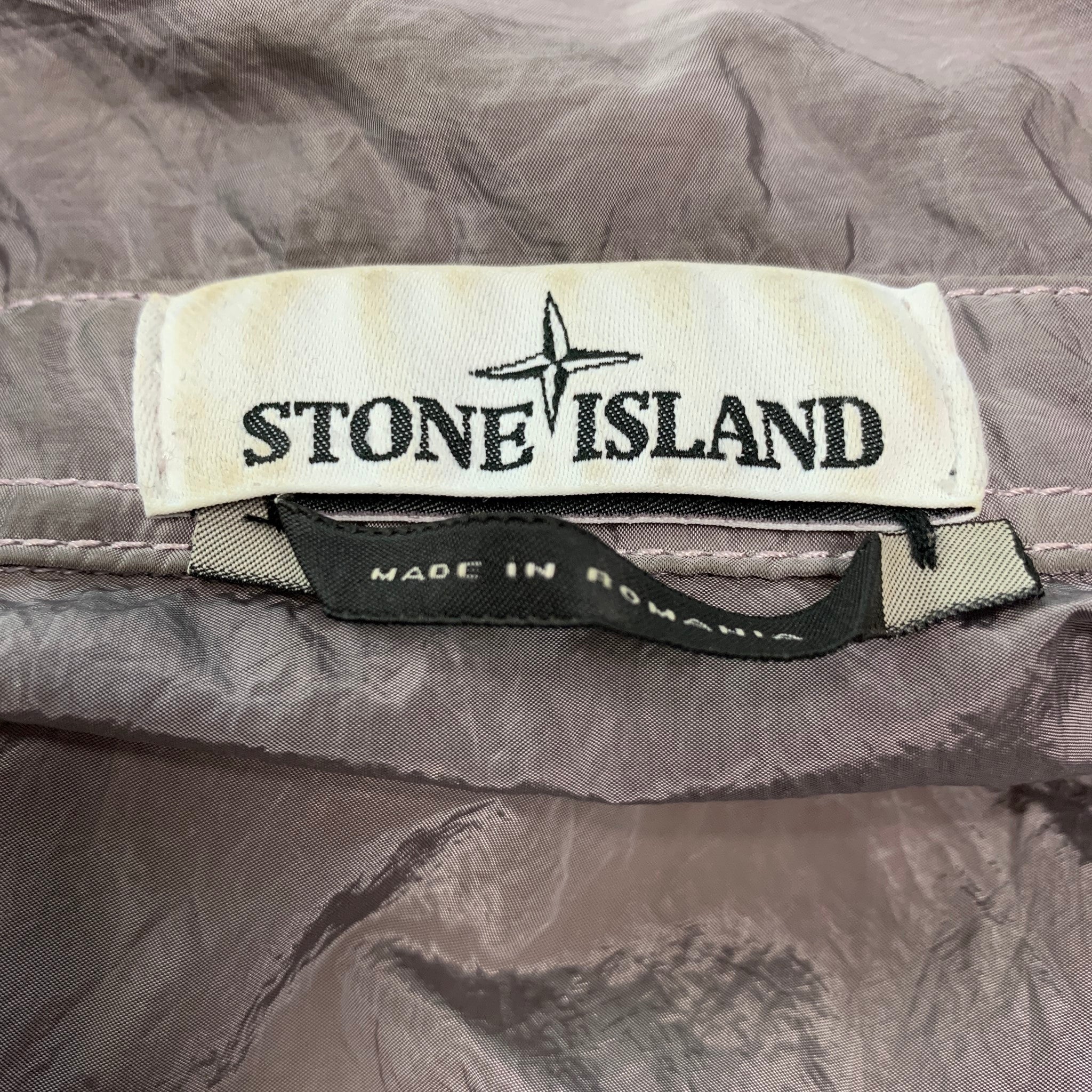 STONE ISLAND Size L Grey Metallic Polyamide Zip Up Jacket