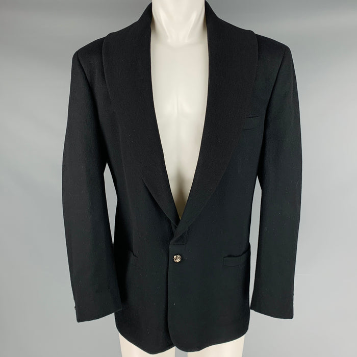 GIANNI VERSACE Size 40 Black Wool Shawl Collar Jacket