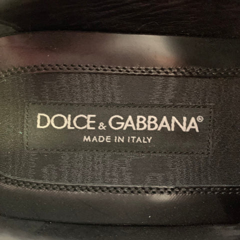 DOLCE & GABBANA Size 10 Black Silver Brass Studded Leather Lace-Up Shoes