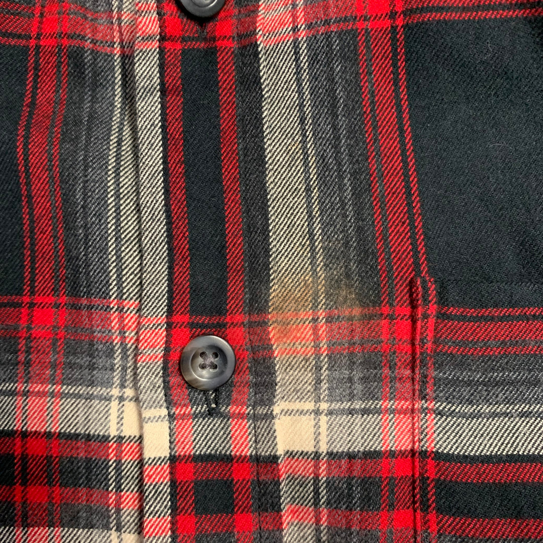 RALPH LAUREN Size XS Black Red White Cotton Plaid One Pocket Shirt