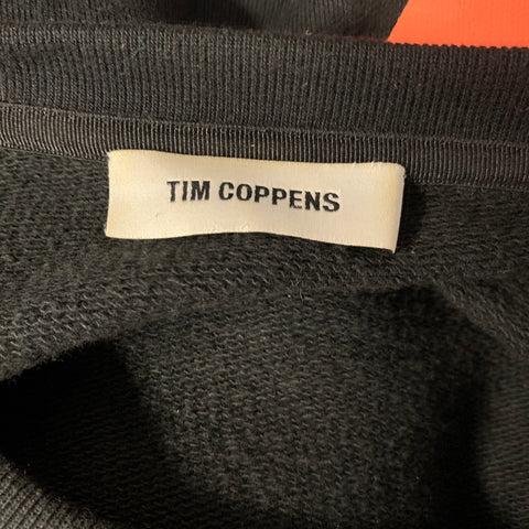 TIM COPPENS Size XL Black Orange Graphic Cotton Crew Neck Sweatshirt