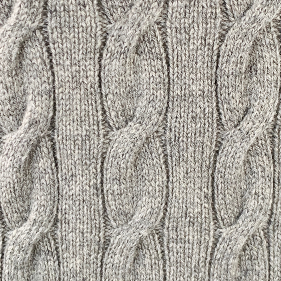 RALPH LAUREN Size M Grey Cable Knit Cashmere Crew Neck Sweater