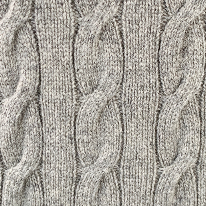 RALPH LAUREN Size M Grey Cable Knit Cashmere Crew Neck Sweater