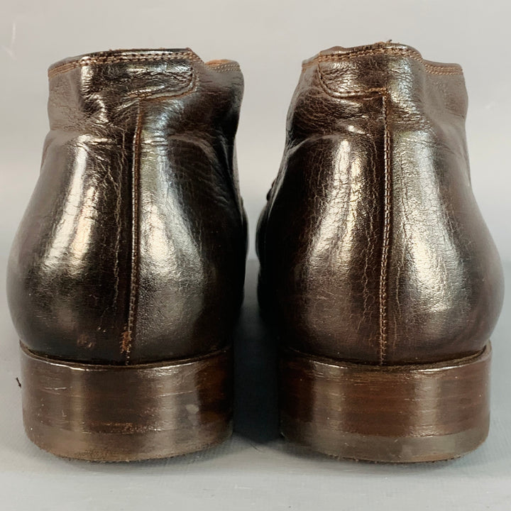 PAUL SMITH Size 10 Brown Leather Lace-Up Ankle Boots