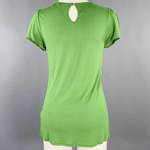 TED BAKER Size 2 Green Grey Viscose Aplique Short Sleeve Casual Top