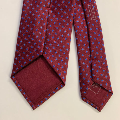 BRIONI Burgundy Red Geometric Silk Tie