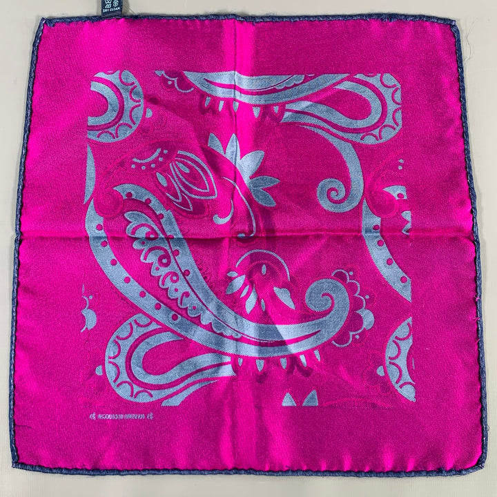 MASSIMO BIZZOCCHI Purple Fuchsia Pink Paisley Silk Pocket Square